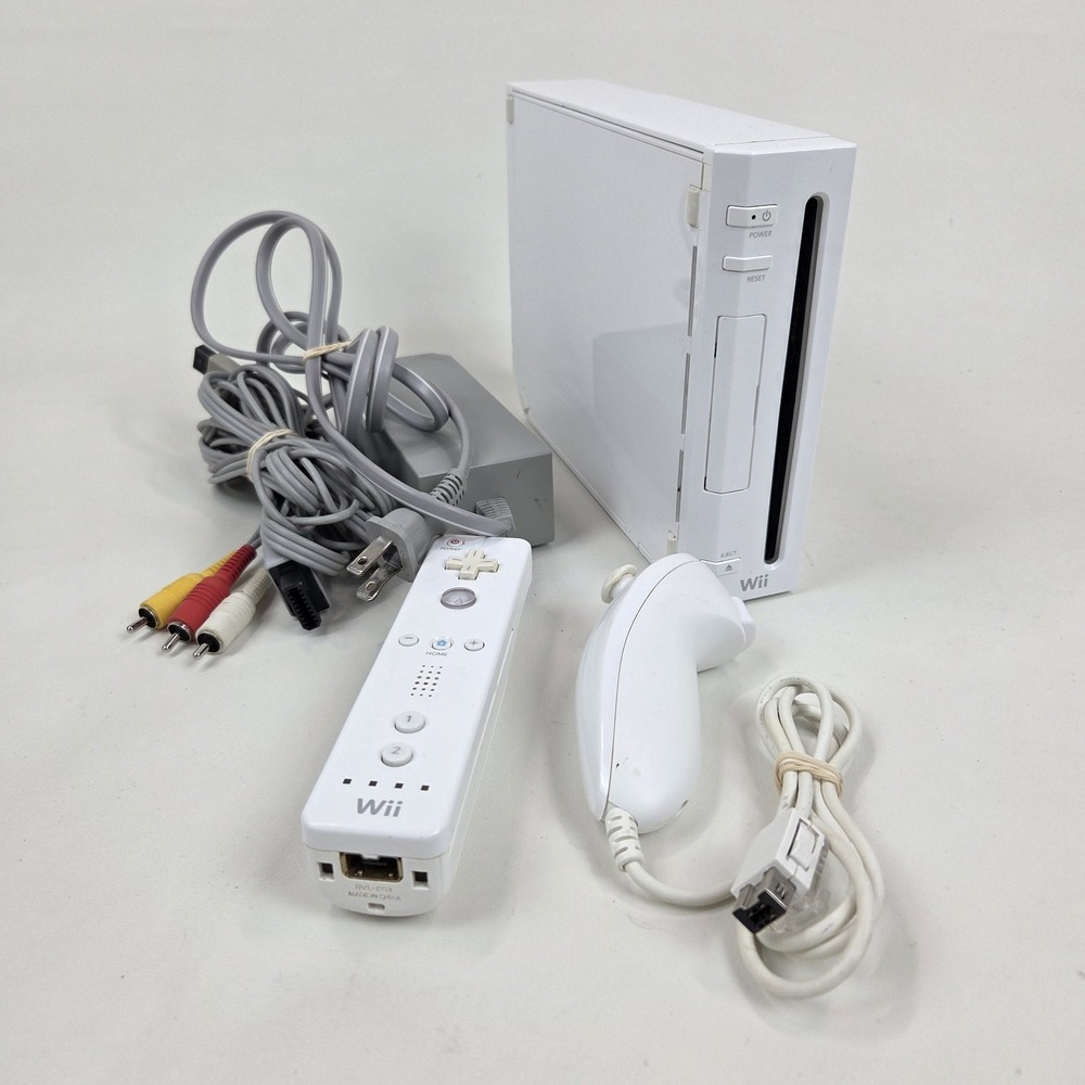 Nintendo Wii RVL-001 (USA) White Console w/ OEM Cables Controller + Nunchuk